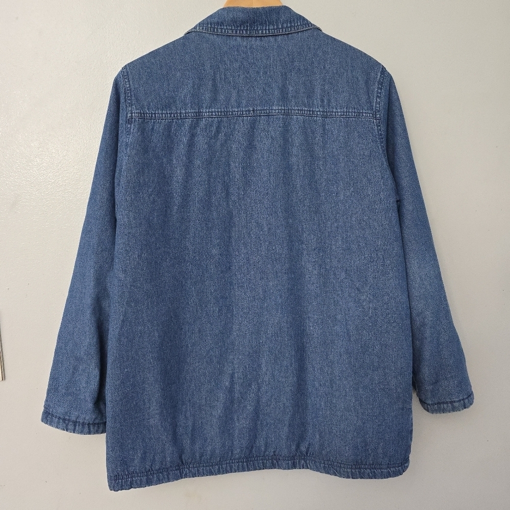 Blair Vintage Women's M Blue Denim Jacket Fleece Lined Aztec Southwest Boho Chic - Picture 7 of 11